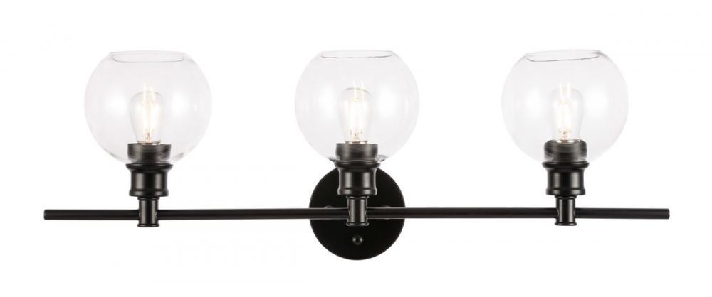 Collier 3 Light Black and Clear Glass Wall Sconce