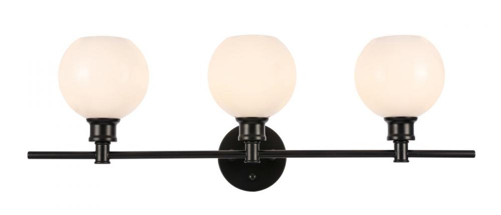 Collier 3 Light Black and Frosted White Glass Wall Sconce