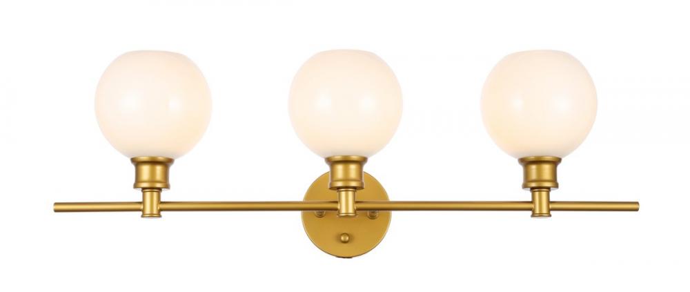 Collier 3 Light Brass and Frosted White Glass Wall Sconce