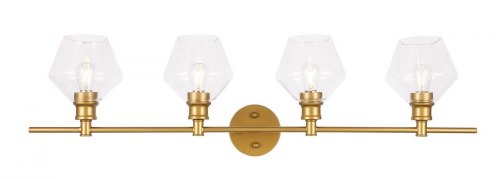 Gene 4 Light Brass and Clear Glass Wall Sconce
