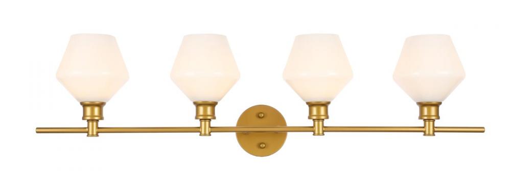 Gene 4 Light Brass and Frosted White Glass Wall Sconce