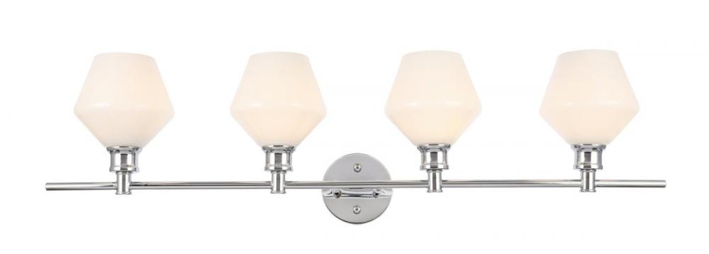 Gene 4 Light Chrome and Frosted White Glass Wall Sconce