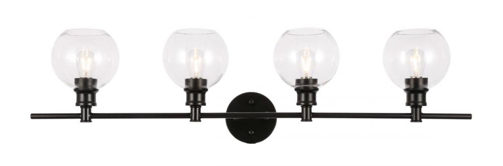 Collier 4 Light Black and Clear Glass Wall Sconce