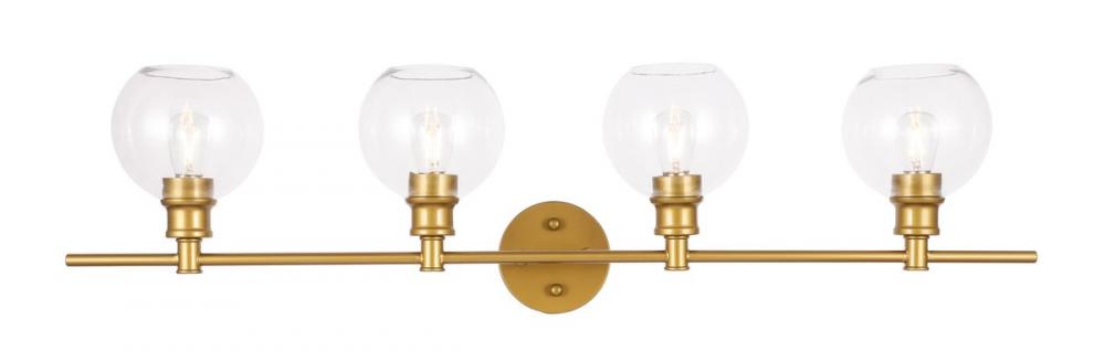 Collier 4 Light Brass and Clear Glass Wall Sconce