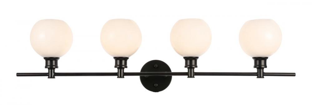 Collier 4 Light Black and Frosted White Glass Wall Sconce