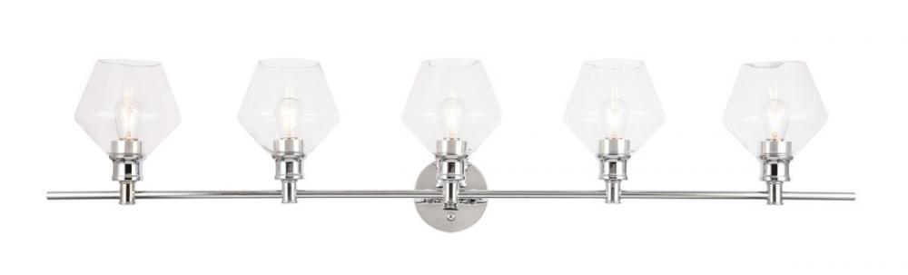 Gene 5 Light Chrome and Clear Glass Wall Sconce