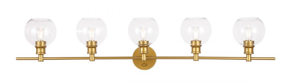 Collier 5 Light Brass and Clear Glass Wall Sconce