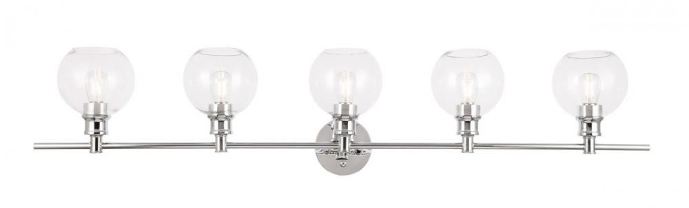 Collier 5 Light Chrome and Clear Glass Wall Sconce