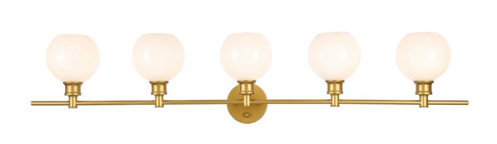 Collier 5 Light Brass and Frosted White Glass Wall Sconce