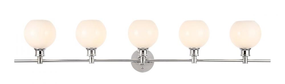 Collier 5 Light Chrome and Frosted White Glass Wall Sconce