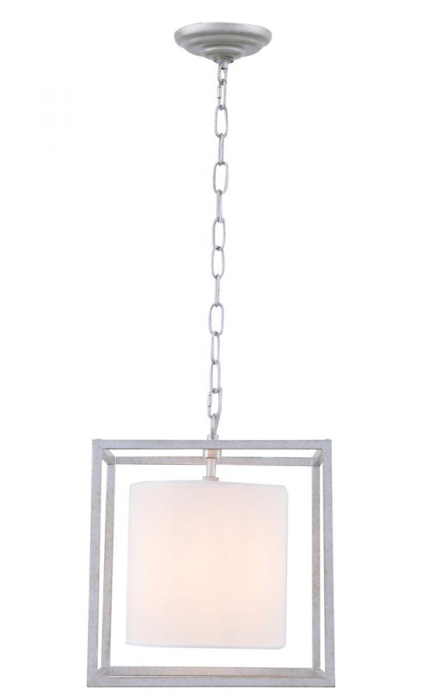 Mirin 1 Light Vintage Silver and White Shade Pendant