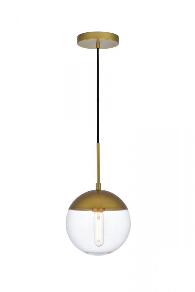 Eclipse 1 Light Brass Pendant with Clear Glass