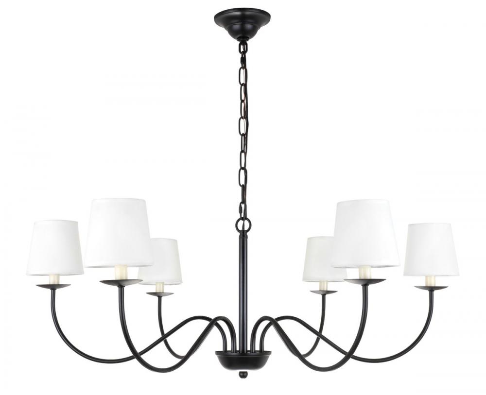 Eclipse 6 Light Black and White Shade Chandelier