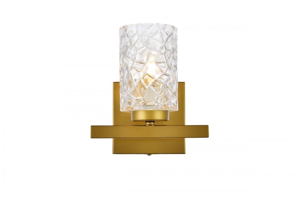 Cassie 1 Light Bath Sconce in Brass with Clear Shade