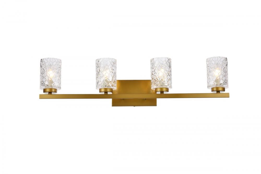 Cassie 4 Lights Bath Sconce in Brass with Clear Shade