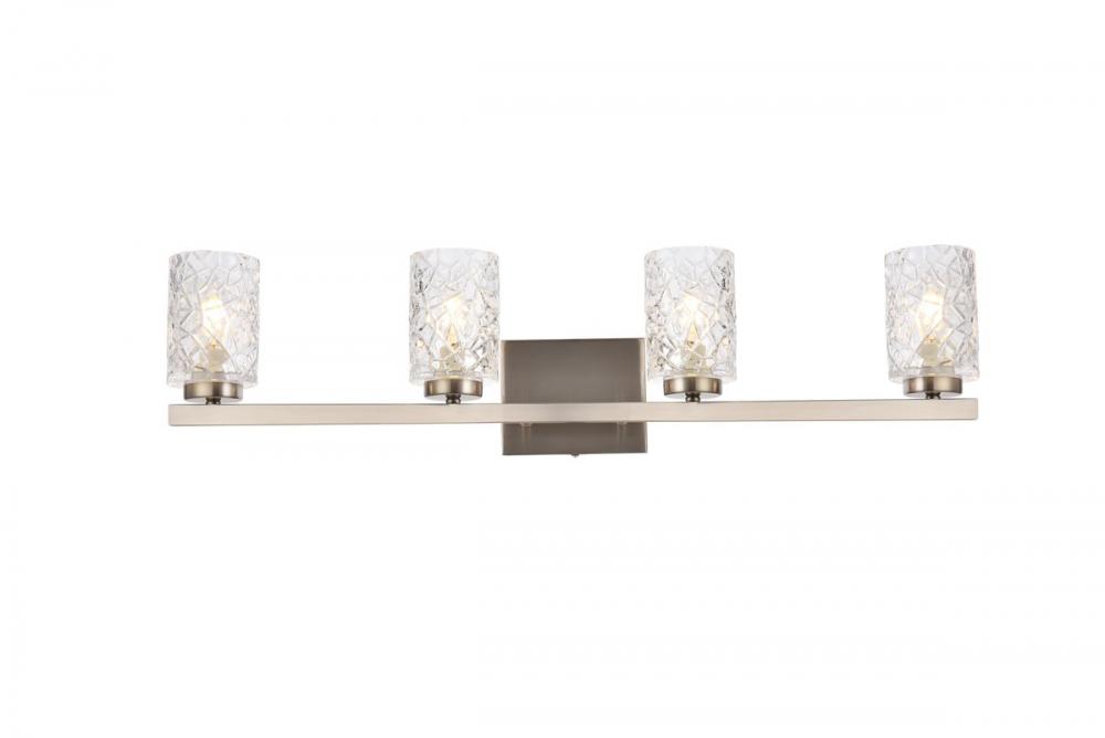 Cassie 4 Lights Bath Sconce in Satin Nickel with Clear Shade