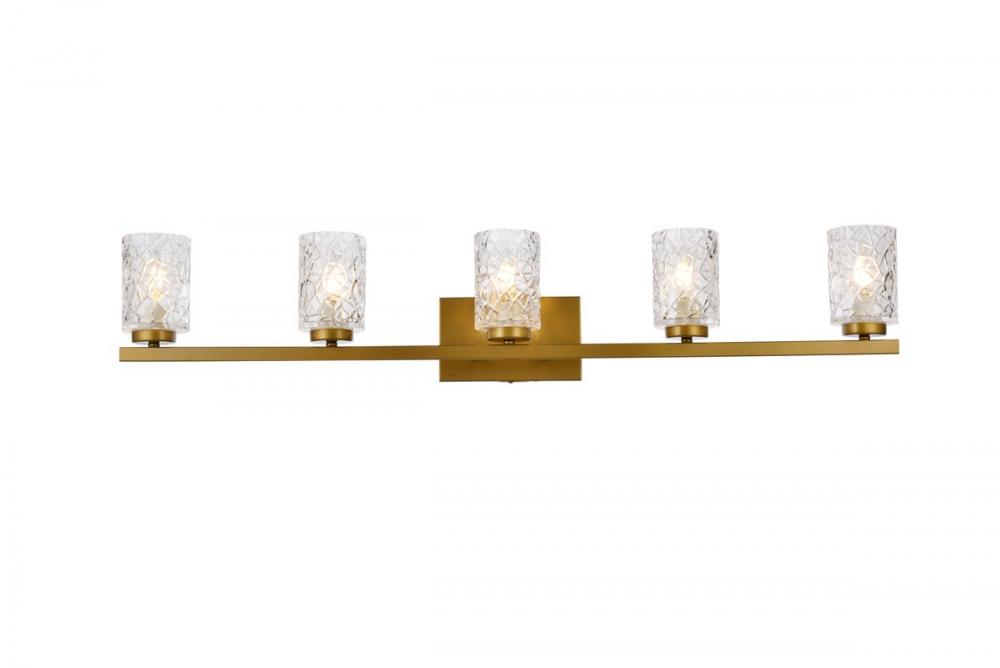 Cassie 5 Lights Bath Sconce in Brass with Clear Shade
