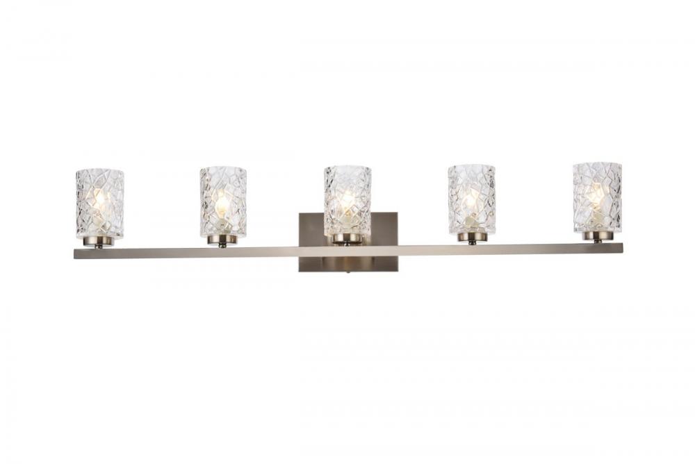 Cassie 5 Lights Bath Sconce in Satin Nickel with Clear Shade