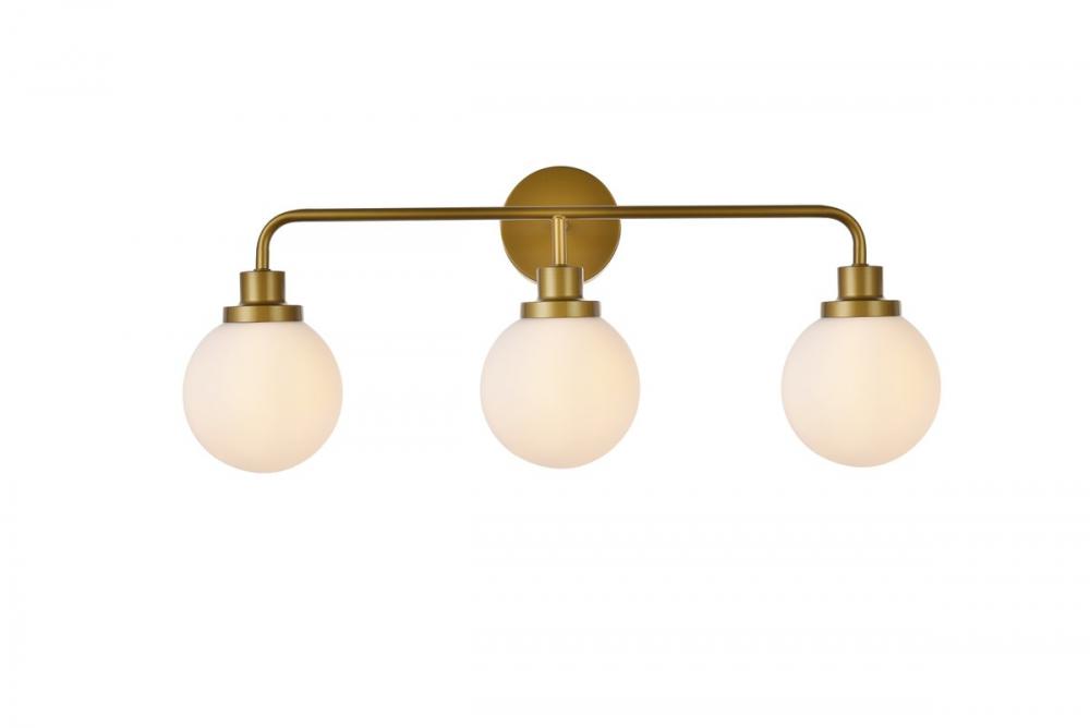 Hanson 3 Lights Bath Sconce in Brass with Frosted Shade
