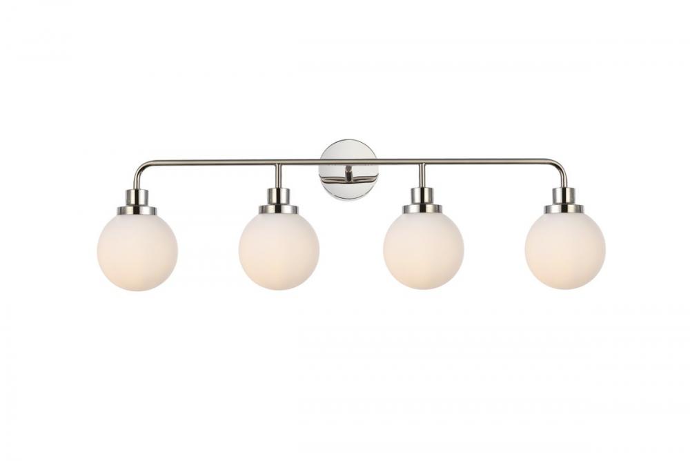 Hanson 4 Lights Bath Sconce in Polished Nickel with Frosted Shade