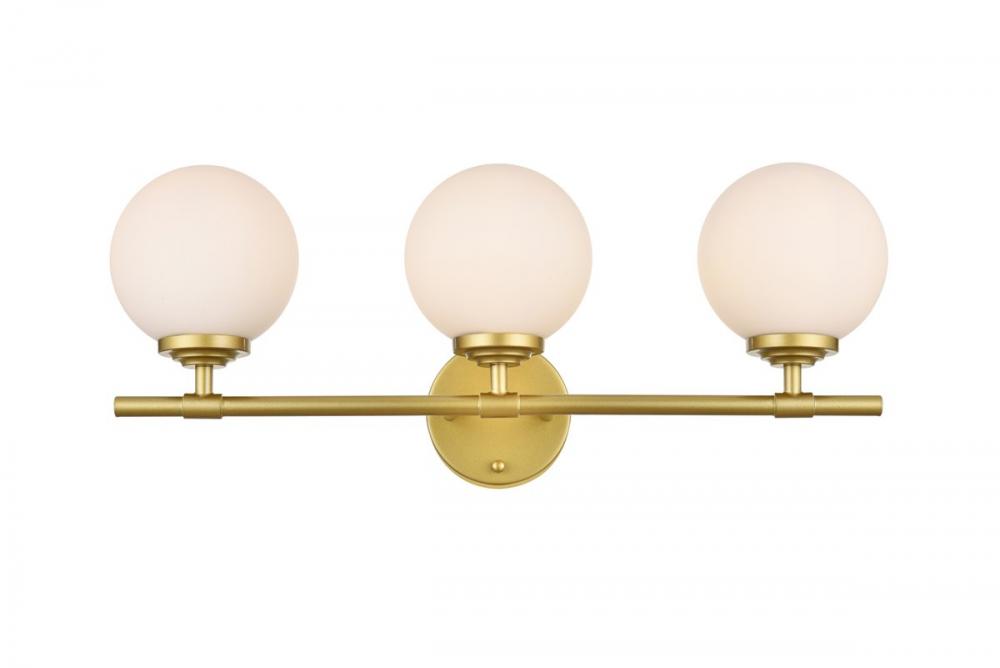 Ansley 3 Light Brass and Frosted White Bath Sconce