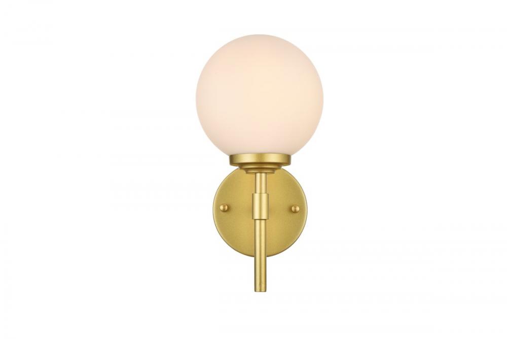 Ansley 1 Light Brass and Frosted White Bath Sconce