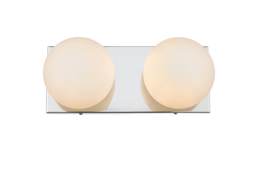 Jaylin 2 Light Chrome and Frosted White Bath Sconce