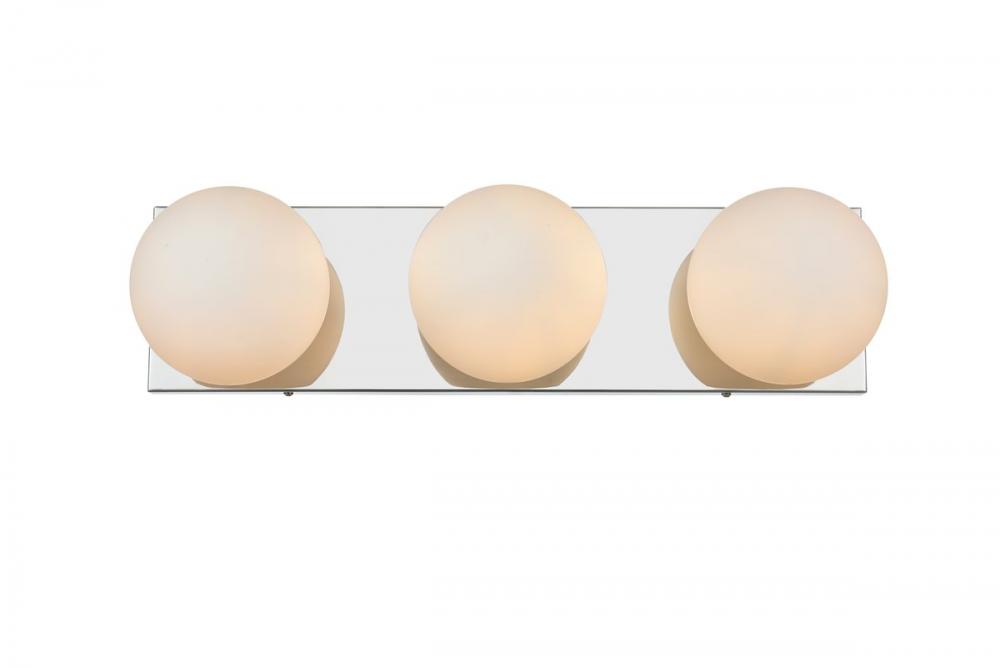 Jaylin 3 Light Chrome and Frosted White Bath Sconce