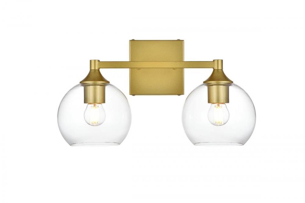 Foster 2 Light Brass and Clear Bath Sconce