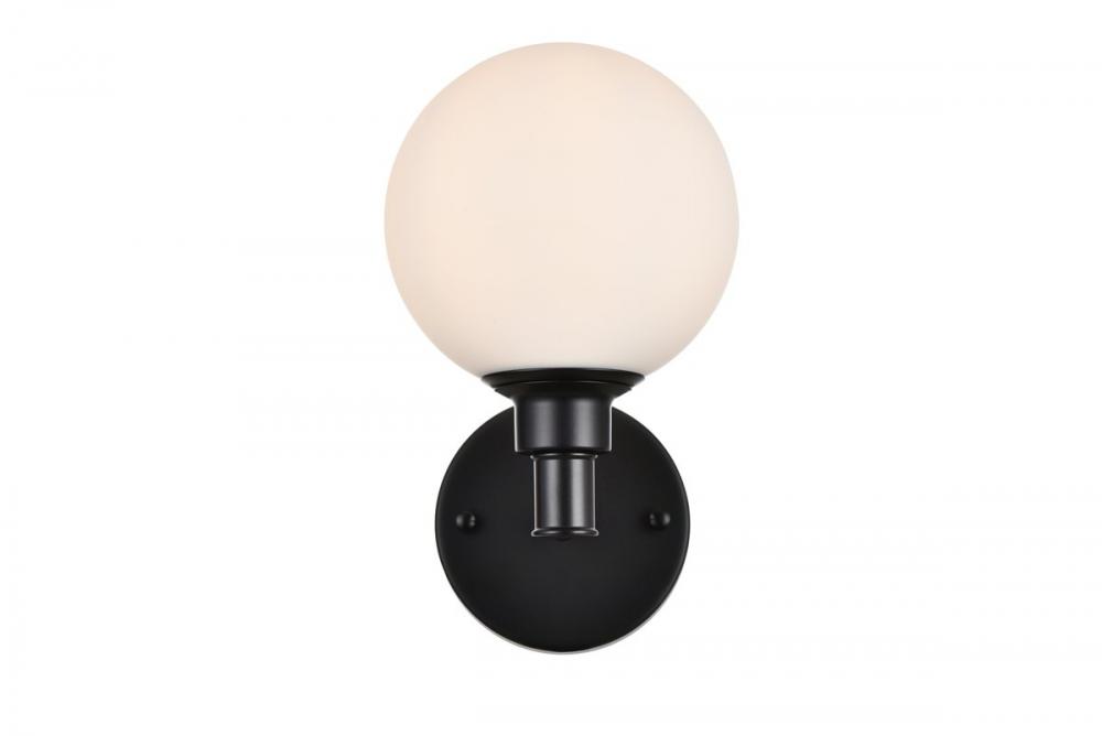 Cordelia 1 Light Black and Frosted White Bath Sconce
