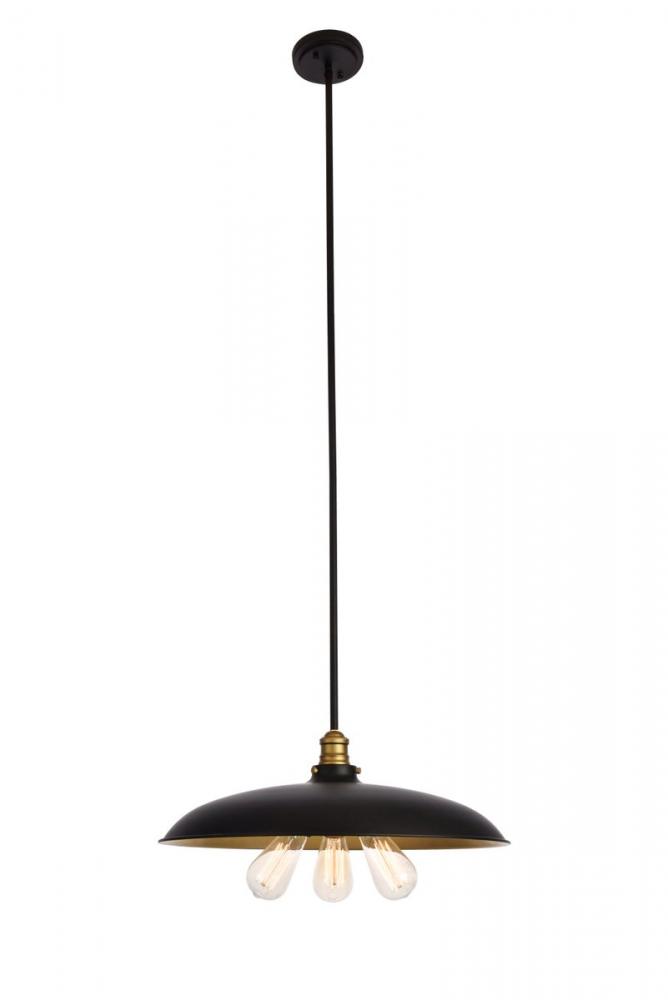 Anders Collection Chandelier D20.5 H6.5 Lt:3 Black and Brass Finish