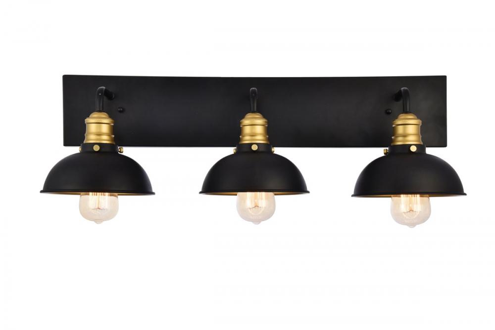 Anders Collection Wall Sconce D27 H8.3 Lt:3 Black and Brass Finish