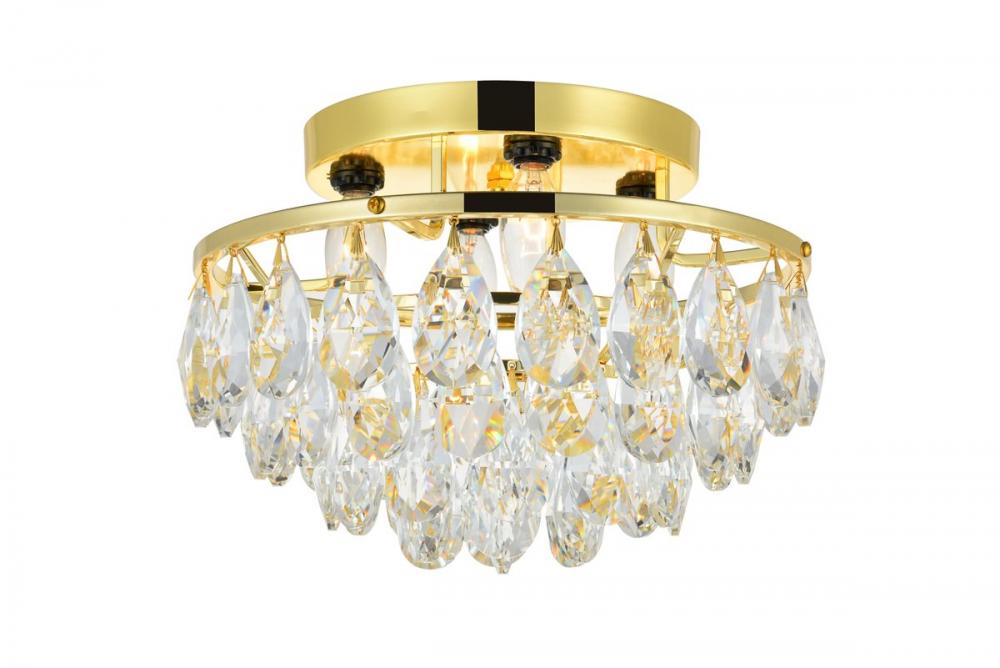 Clara Collection Flush Mount D14in H7in Lt:4 Gold Finish