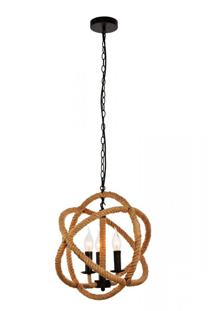 Gerrit Collection Pendant D15.7 H16.7 Lt:3 Black and Brown Finish