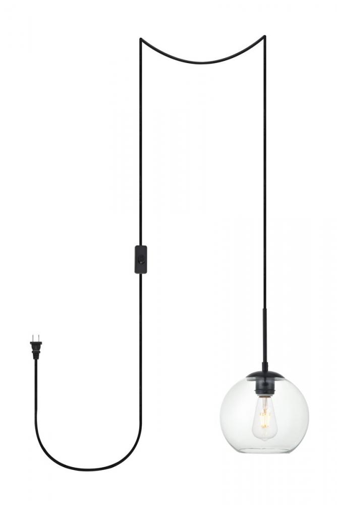 Baxter 1 Light Black Plug-in Pendant with Clear Glass