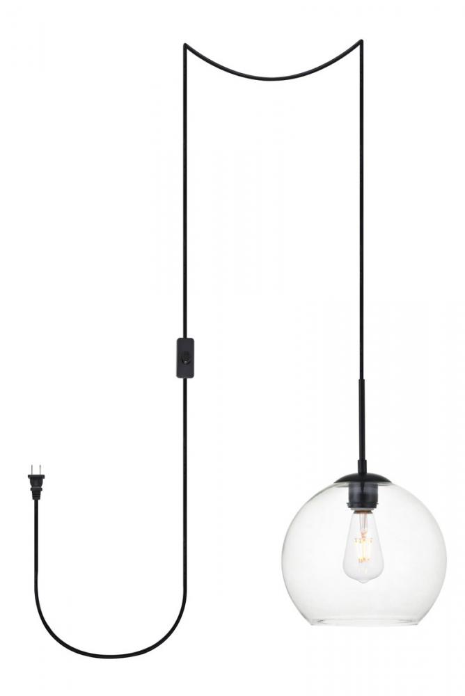 Baxter 1 Light Black Plug-in Pendant with Clear Glass