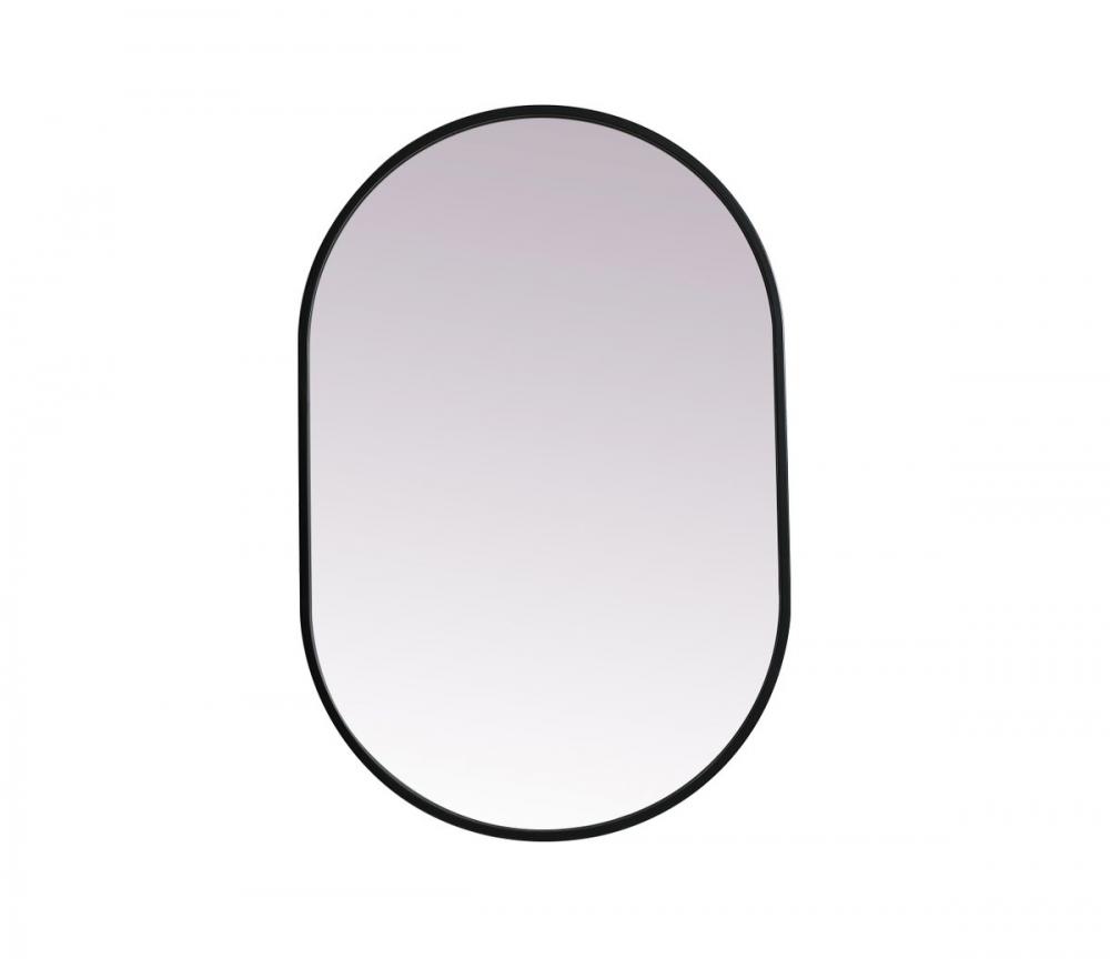 Metal Frame Oval Mirror 20x30 Inch in Black