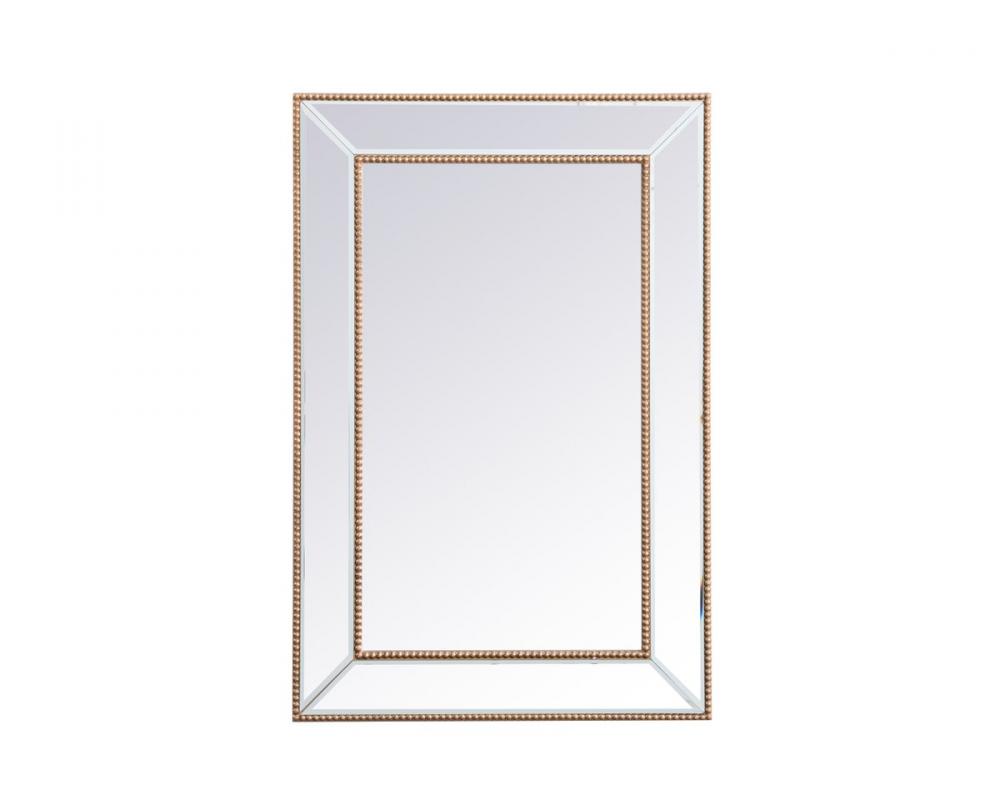 Iris Beaded Mirror 36x24 Inch in Antique Gold