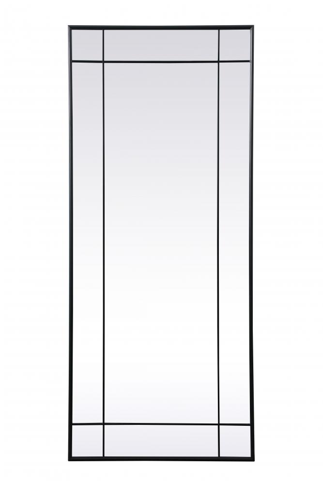 French Panel Full Length Mirror 30x70 Inch in Black