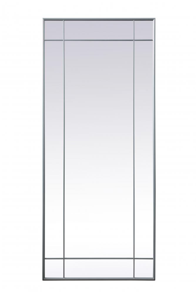 French Panel Full Length Mirror 30x70 Inch in Silver