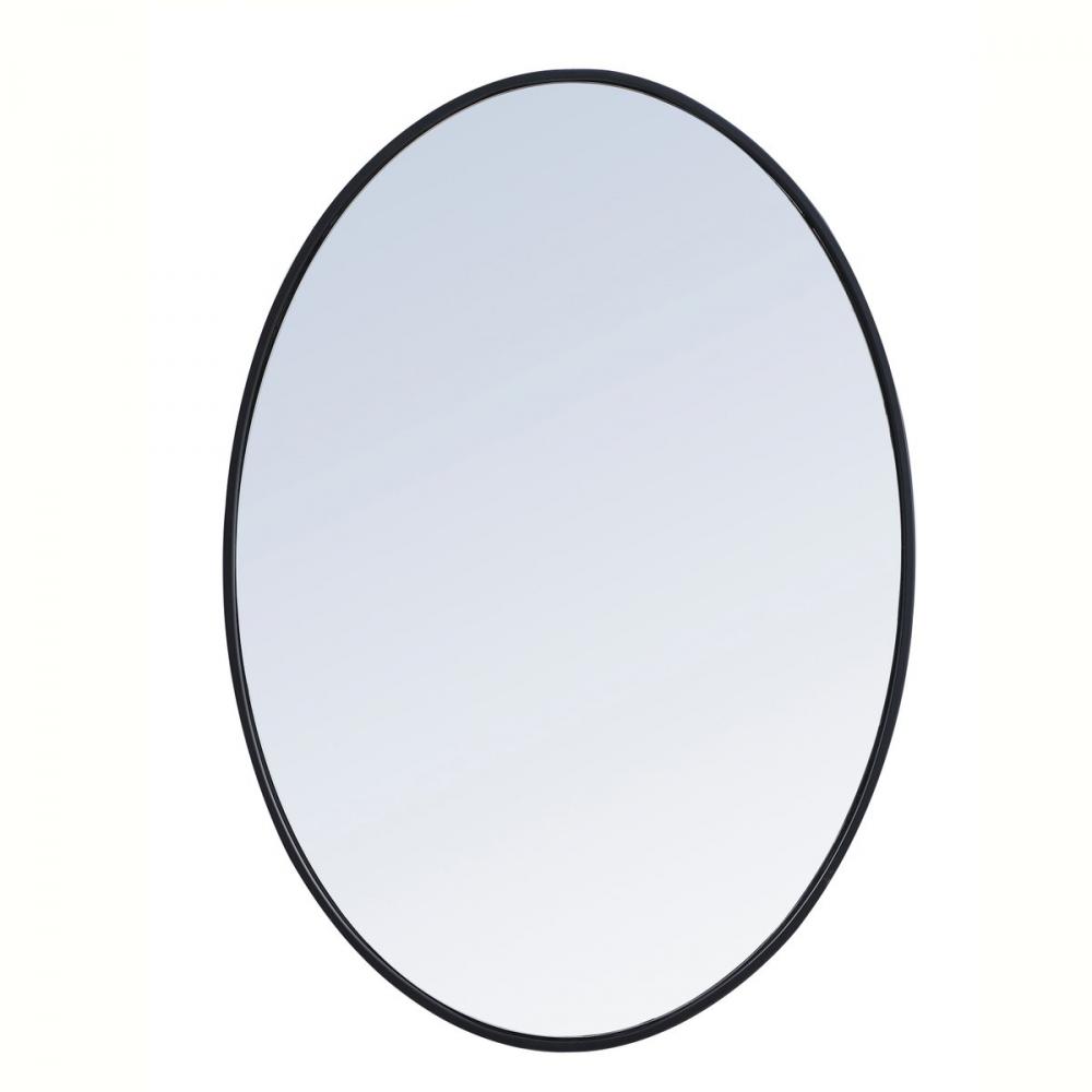 Metal Frame Oval Mirror 34 Inch in Black