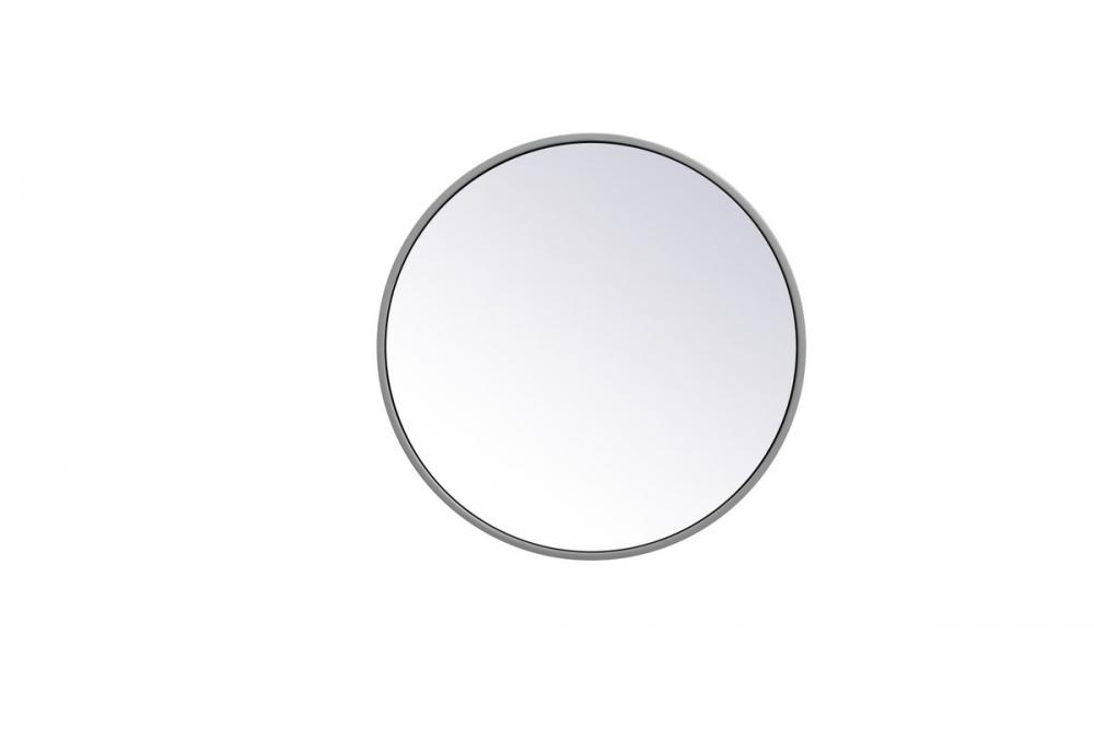 Metal Frame Round Mirror 18 Inch in Grey
