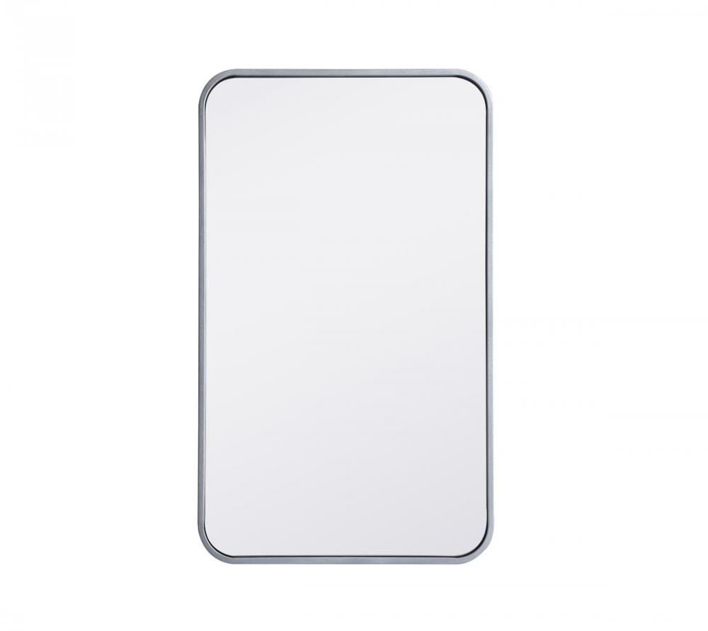 Soft Corner Metal Rectangular Mirror 18x30 Inch in Silver