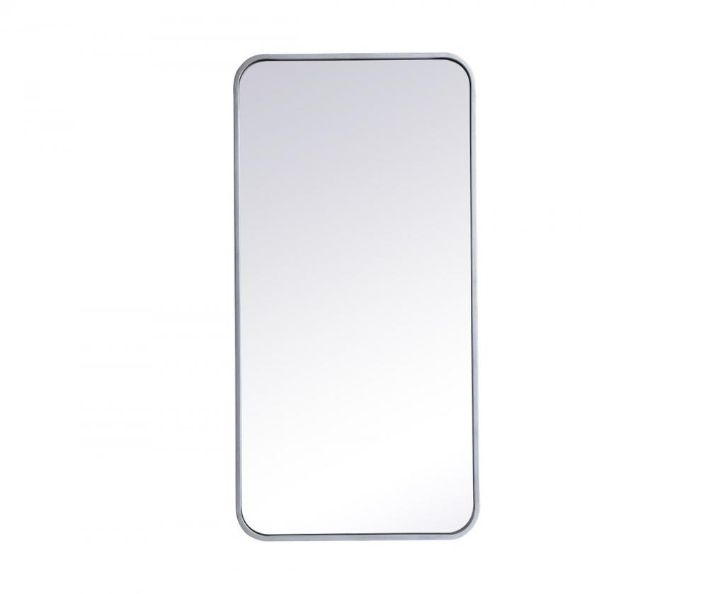 Soft Corner Metal Rectangular Mirror 18x36 Inch in Silver
