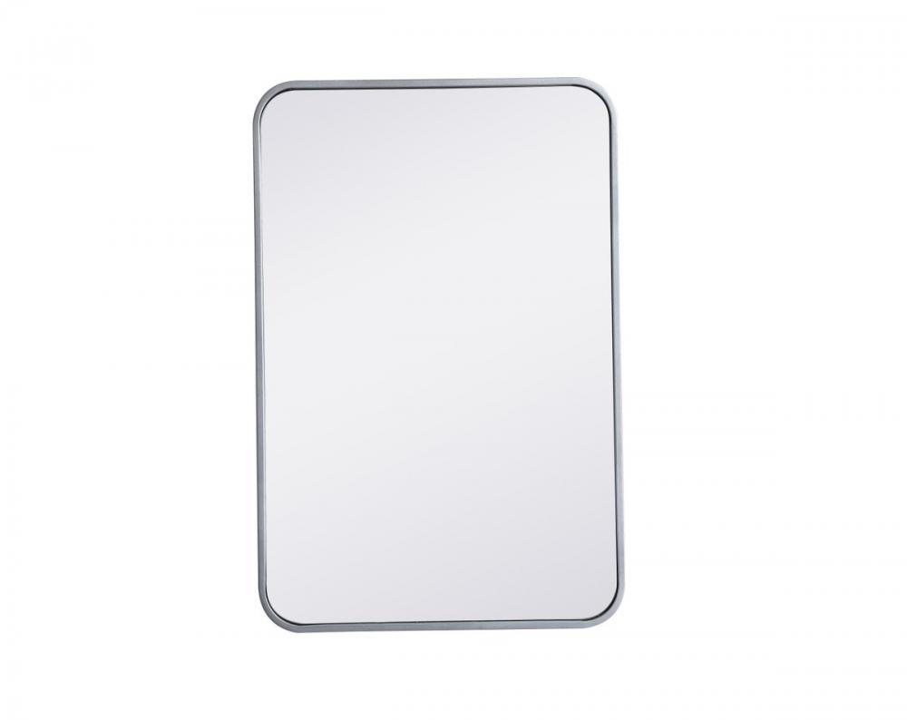 Soft Corner Metal Rectangular Mirror 20x30 Inch in Silver
