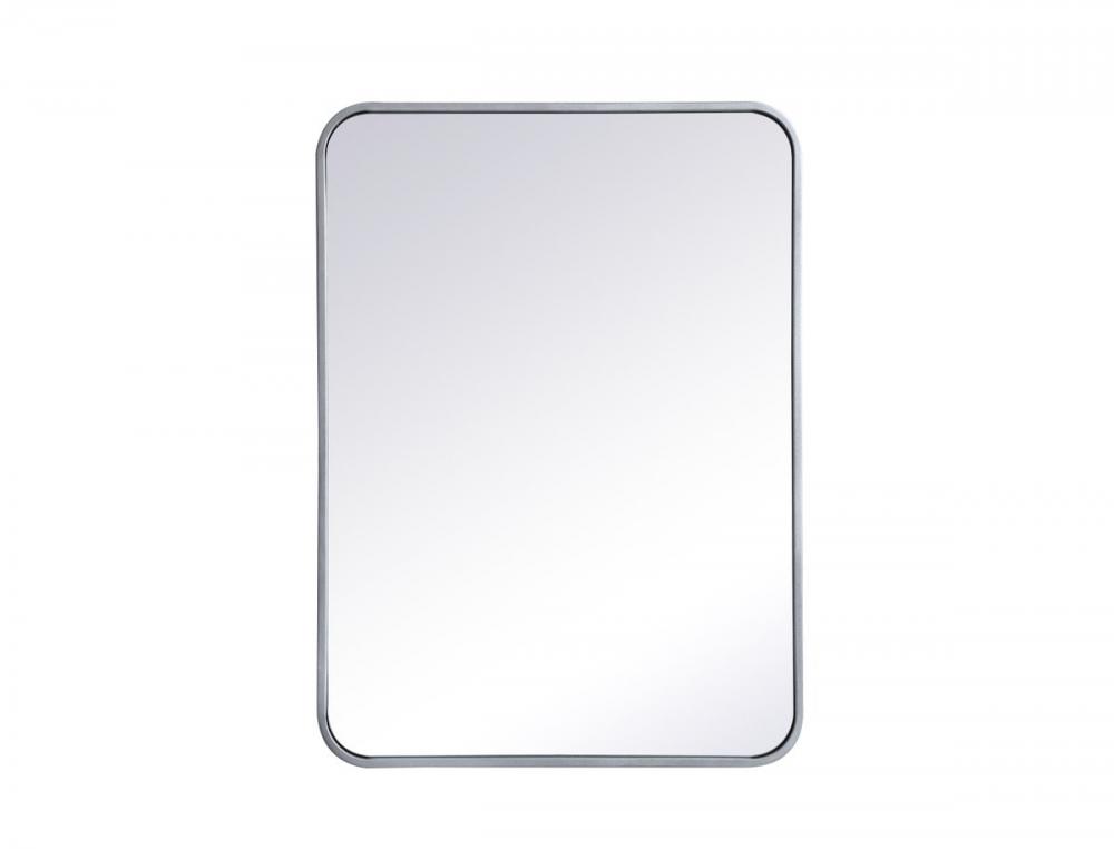 Soft Corner Metal Rectangular Mirror 22x30 Inch in Silver