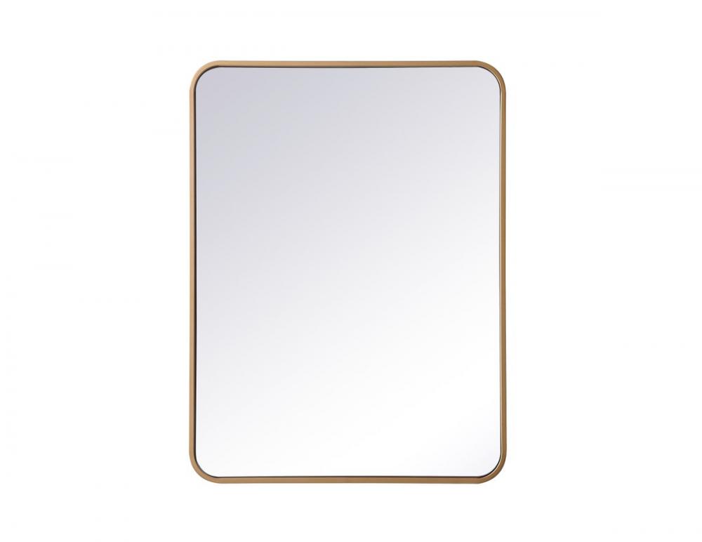 Soft Corner Metal Rectangular Mirror 24x32 Inch in Brass