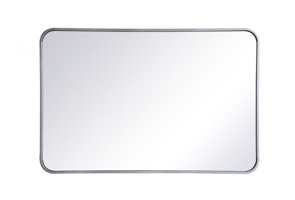 Soft Corner Metal Rectangular Mirror 24x36 Inch in Silver