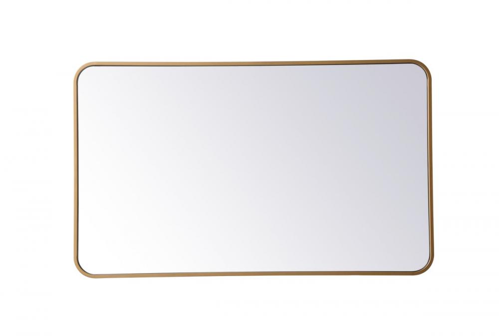 Soft Corner Metal Rectangular Mirror 24x40 Inch in Brass