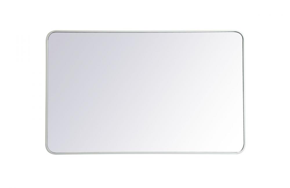 Soft Corner Metal Rectangular Mirror 30x48 Inch in White